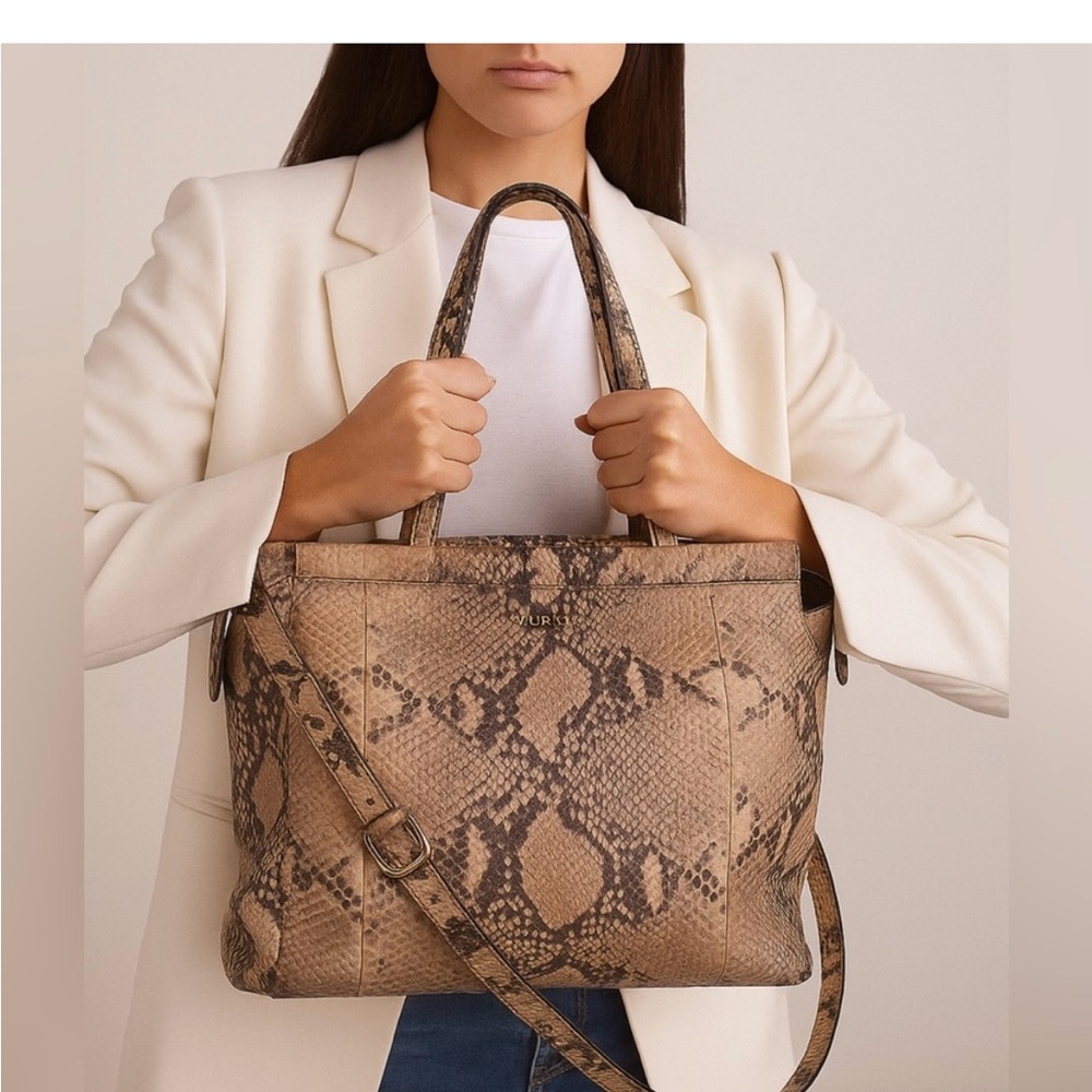 Furla Python Embossed Leather Top Zip Two Way Bag | COA - Picture 9 of 14